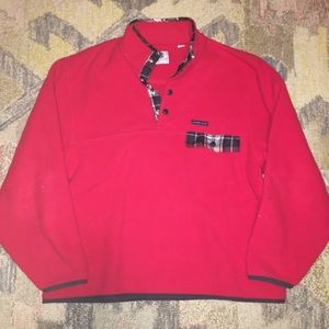 Red 1/4 Button Fleece Pullover